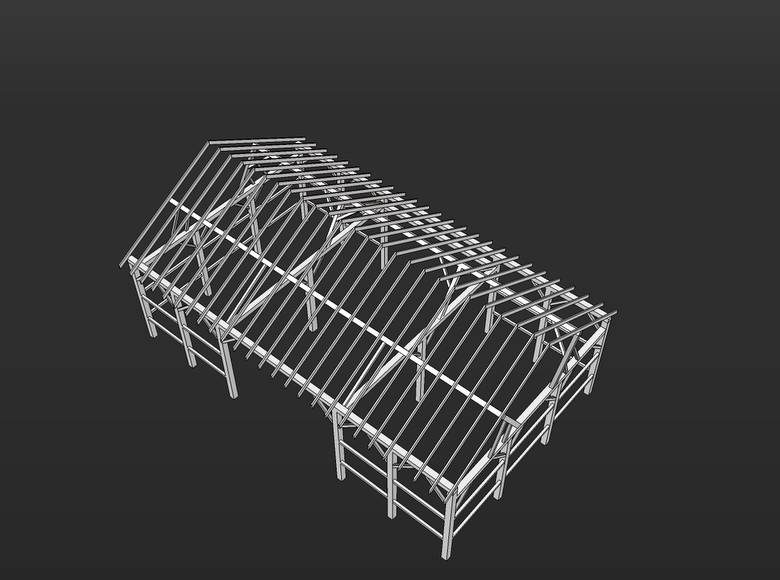 Jan De Jong Barn Frame 3D Drawings / Jan De Jong Aerial View